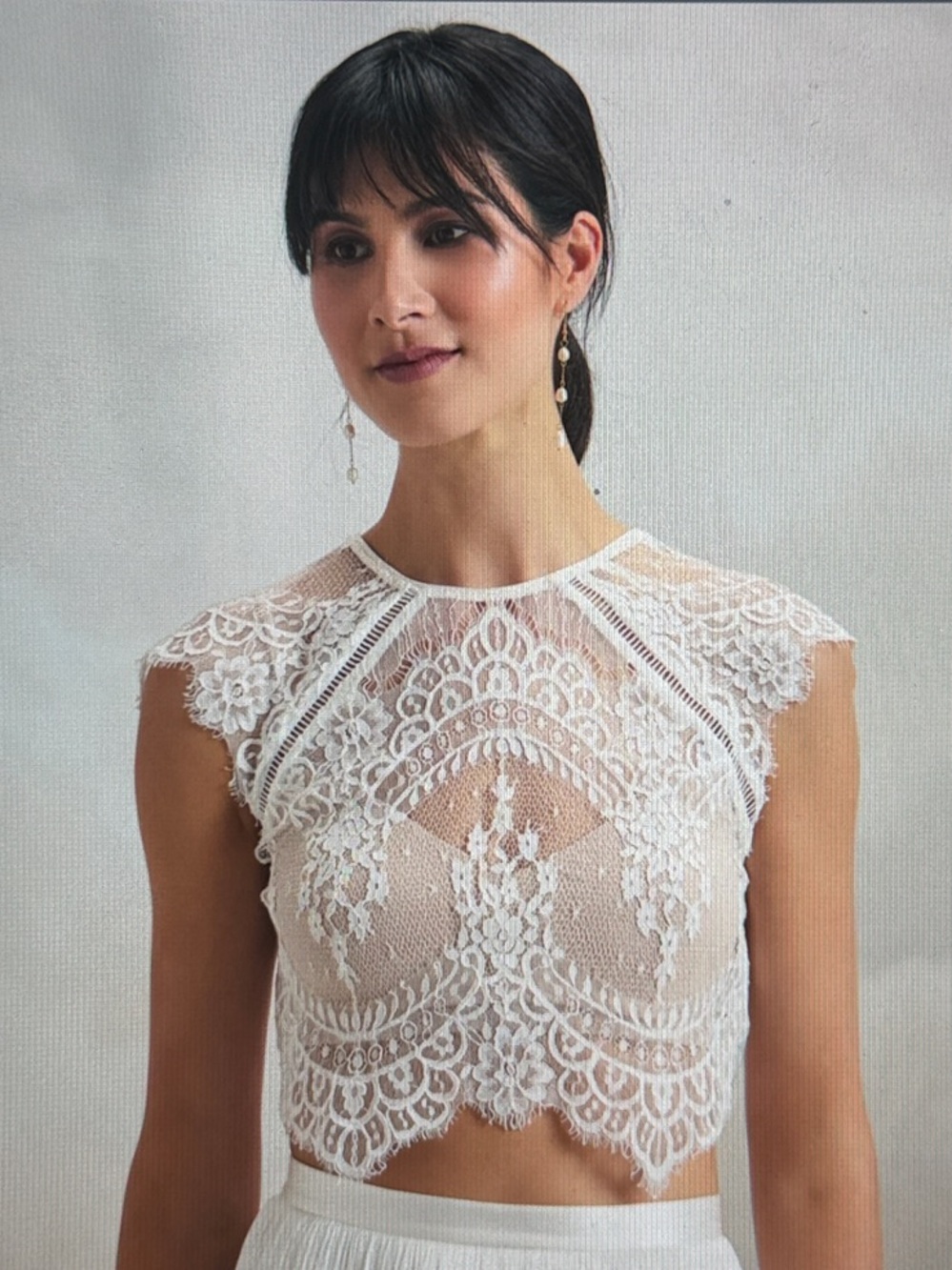 Catherine Deane White Lace Crop Top